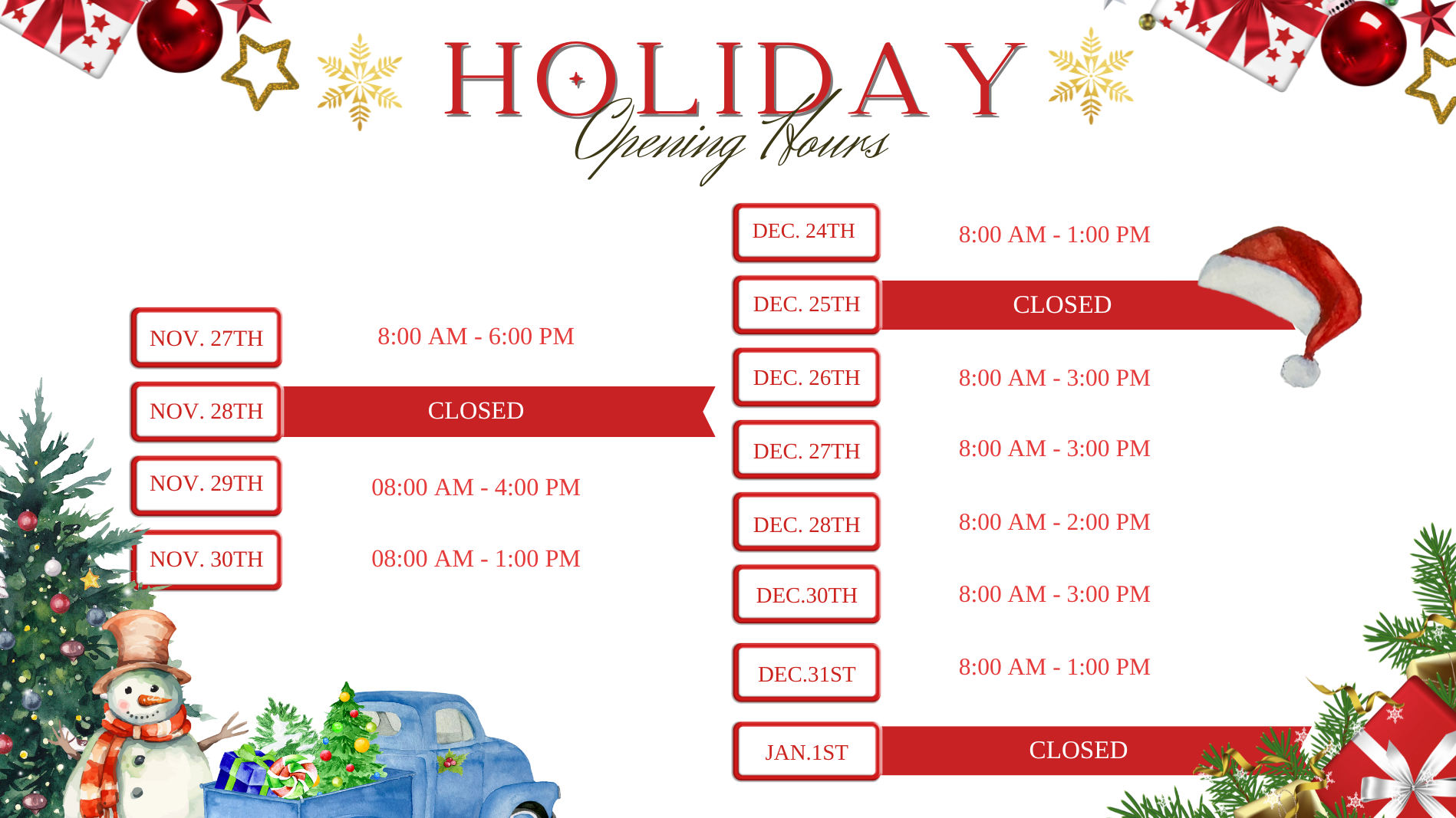 Holiday Hours