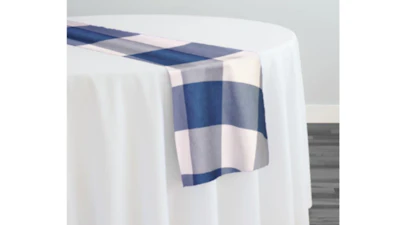Blue Hampton Checker (Lux) Table Runner – 14″ x 108″