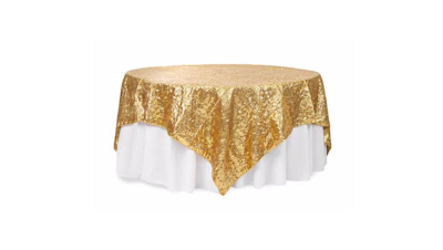 Gold Jewel Sequin 85″ x 85″ Square Overlay