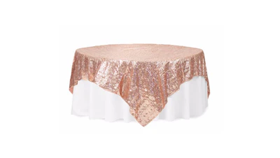 Rose Gold Jewel Sequin 85″ x 85″ Square Overlay
