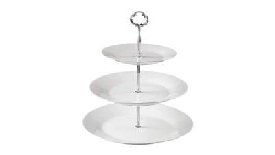 3 Tiered White Serving Stand Round