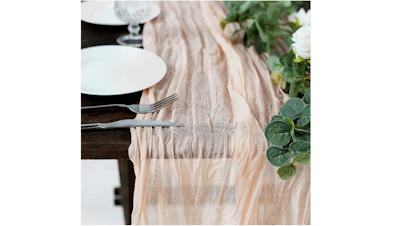 Blush Gauze/Cheesecloth Table Runner