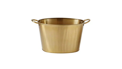 Beverage Tub – Gold Metal Oval – 3.7 Gal