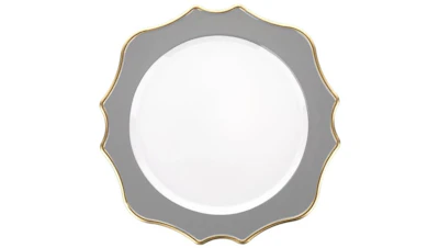 Trieste Charger Gray with Gold Rim 12.6″