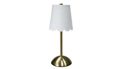 White and Brass Scalloped Table Lamp
