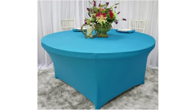 Aqua Blue Spandex Table Cover – 60″ Round