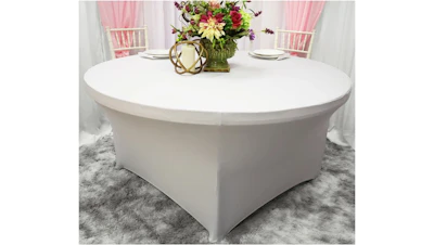 White Spandex Table Cover – 72″ Round
