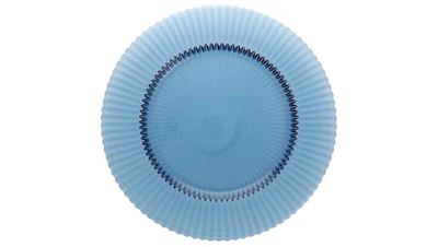 Blue Ribbed Glass Charger 13in
