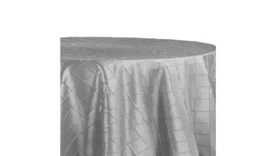 Chrome Silver Pintuck 120″ Round