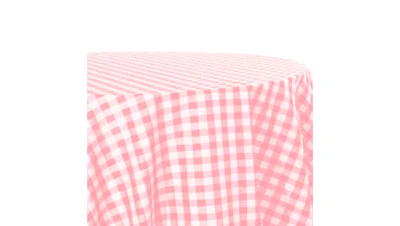 Coral & White Checkered Polyester Gingham 108″ Round
