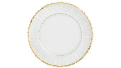Gold Rim Ribbed Glass Charger 13in