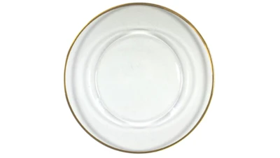 Gold Rimmed Glass Charger 13in