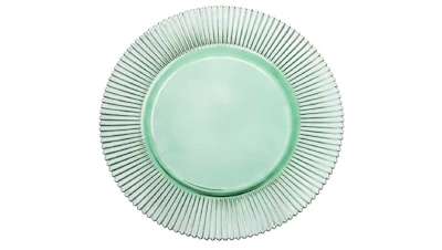 Green Ribbed Glass Charger 13in