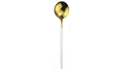 Matte Lux White and Gold Dinner Spoon