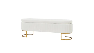 Quinn Ivory Velvet Bench