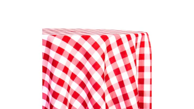Red & White Checkered Polyester Gingham 90″ x 132″
