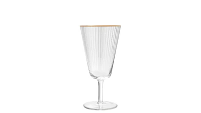 Ribbed Gold Rim Water Goblet- 13 oz