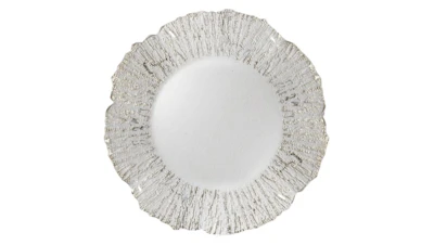 Silver Scalloped Glass Charger 13 inch