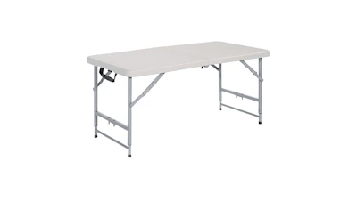 Table 4ftW x 24in D. Adjustable Height Fold in Half Resin