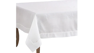 White Hemstitch Linens 84 in. x 84 in. Square Overlay