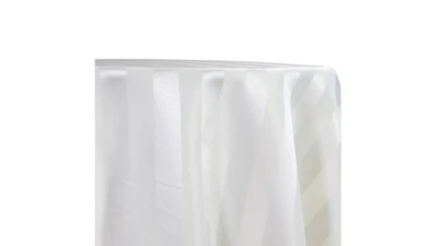 White Imperial Stripe Satin 120″ Round