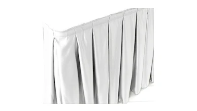 White Lamour 13′ x 29″ Box Pleat Table Skirting