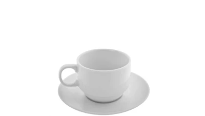 White Rimmed Cup and Saucer - 6oz