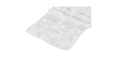 White Rosette Satin 12″ X 108″ Runner