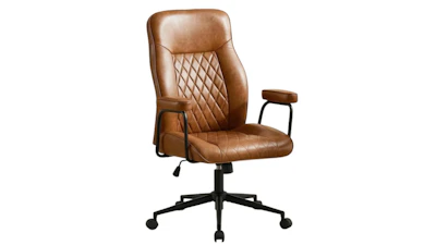 Brown Leather Office Chair – Rolling