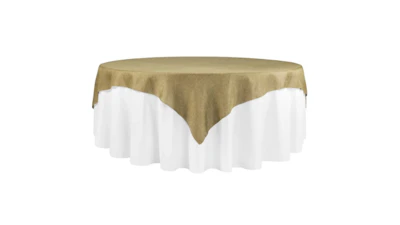 Natural Tan Faux Burlap 85 x 85 Square Overlay