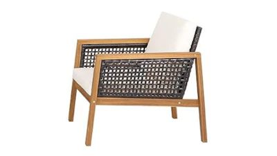 Acacia and Wicker Outdoor Side Chair